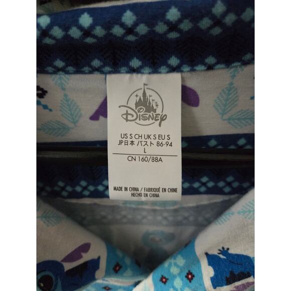 Disney Stitch Womens Button Down Christmas winter Pajama Top size large - Picture 2 of 5